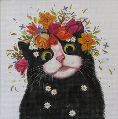 PLD Designs Vicky Mount Spring Cat Needlepoint Canvas