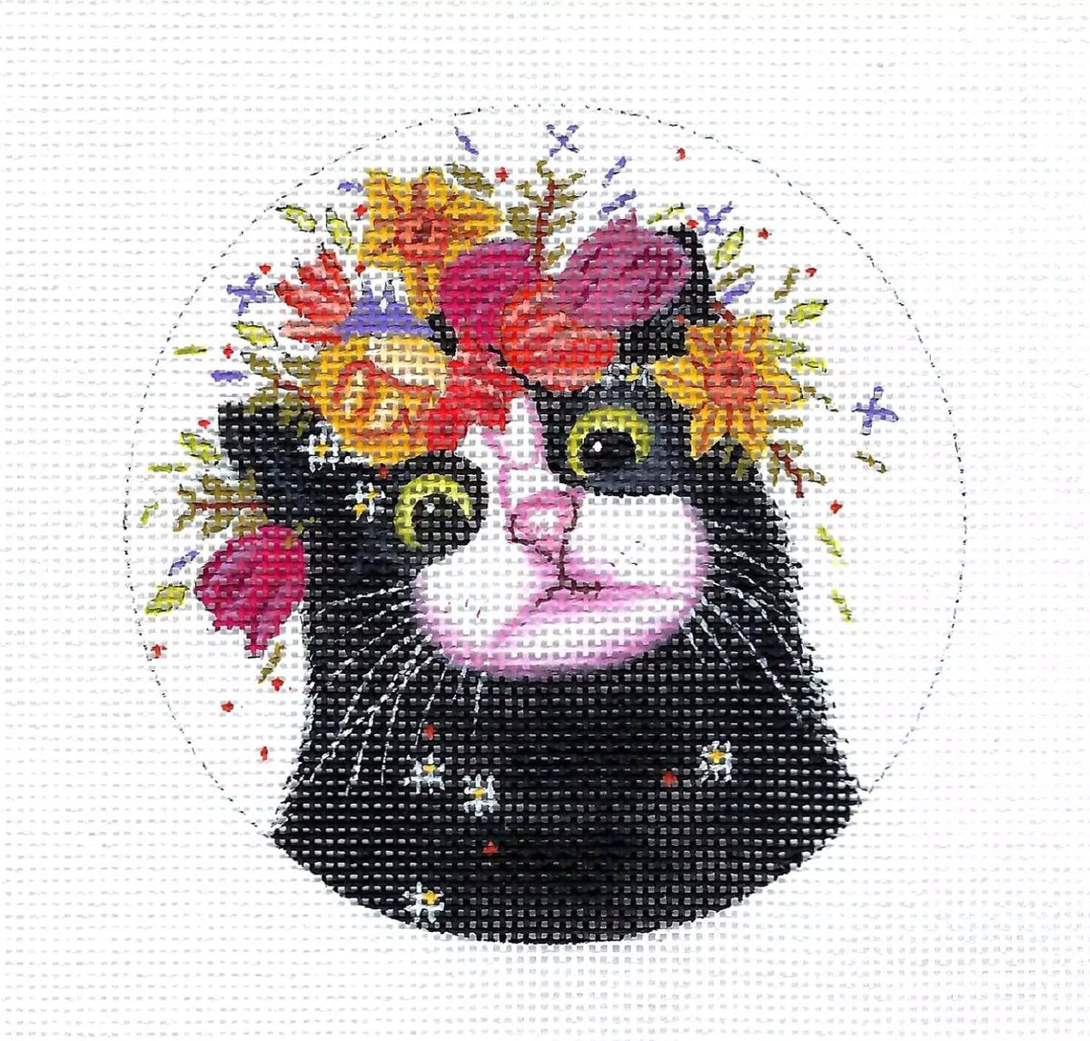 PLD Designs Vicky Mount Spring Cat Ornament Needlepoint Canvas