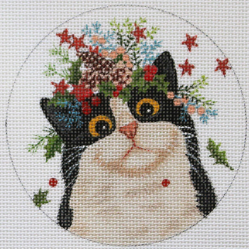 PLD Designs Vicky Mount Winter Cat Ornament Needlepoint Canvas