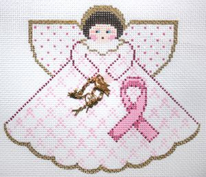 Painted Pony Designs Breast Cancer Awareness Ribbon Angel Needlepoint Canvas