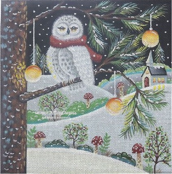 Painted Pony Designs Mary Charles Woodland Owl Needlepoint Canvas