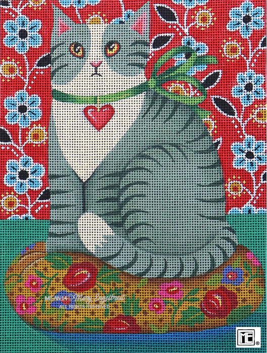 Painted Pony Designs Mary Engelbreit Tabby Cat Needlepoint Canvas