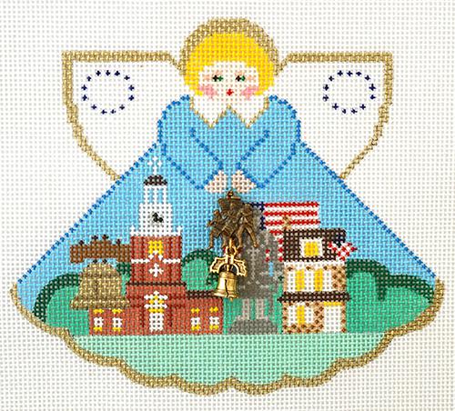 Painted Pony Designs Travel Angel with Charms - Philadelphia Cityscape Needlepoint Canvas