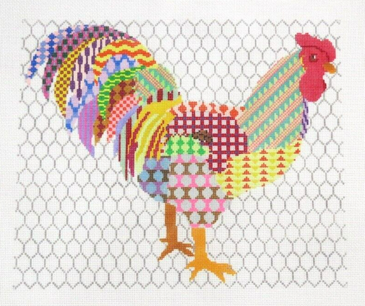Pajamas & Chocolate Colorful Rooster Needlepoint Canvas