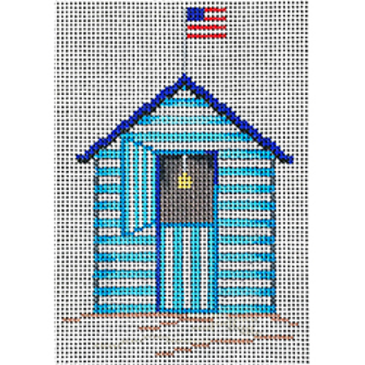 Patti Mann Beach Cabana with American Flag Needlepoint Canvas