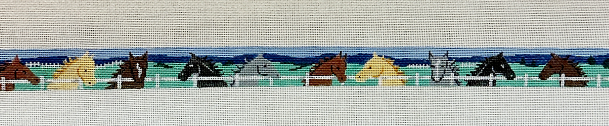 Patti Mann Horses at the Fence Belt Needlepoint Canvas