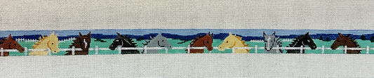 Patti Mann Horses at the Fence Belt Needlepoint Canvas