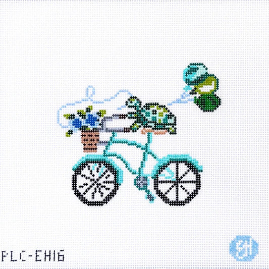 Penny Linn Evelyn Henson Turtle on a Bike Needlepoint Canvas