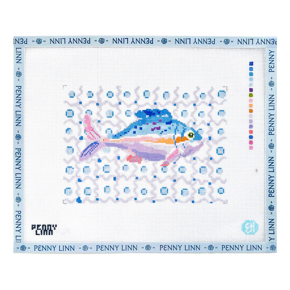 Penny Linn Evelyn Henson Purple Dip Fish Needlepoint Canvas