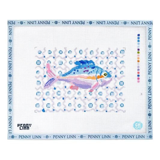 Penny Linn Evelyn Henson Purple Dip Fish Needlepoint Canvas
