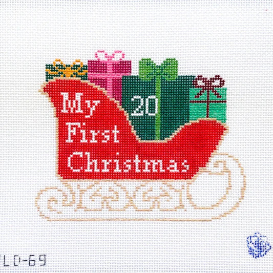 Penny Linn My First Christmas Sleigh Needlepoint Canvas