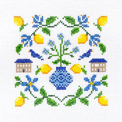 Penny Linn The Perennial Stitcher Lemon Motif Square Needlepoint Canvas