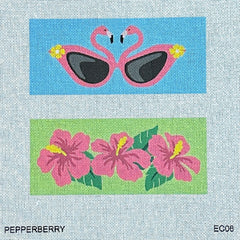 Pepperberry Designs Flamingo and Hibiscus Eye Glass Case Needlepoint Canvas