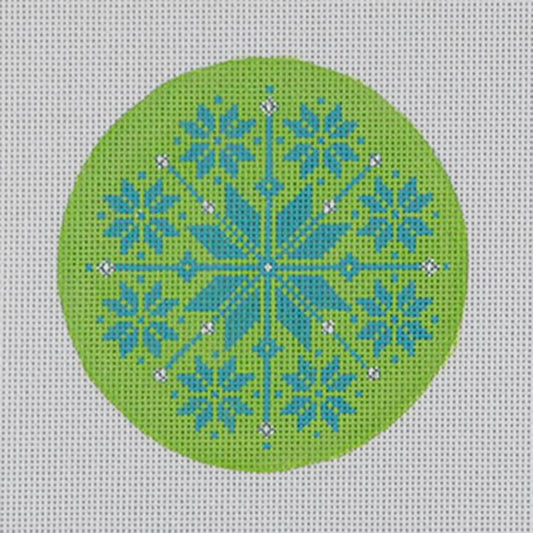 Pepperberry Designs Nordic Snowflake Needlepoint Canvas - Lime
