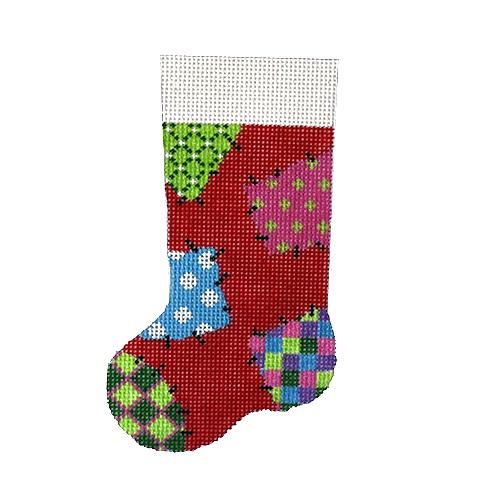 Pepperberry Designs Patchwork Mini Stocking Needlepoint Canvas