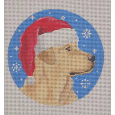 Pepperberry Designs Yellow Lab Santa Ornament Needlepoint Canvas