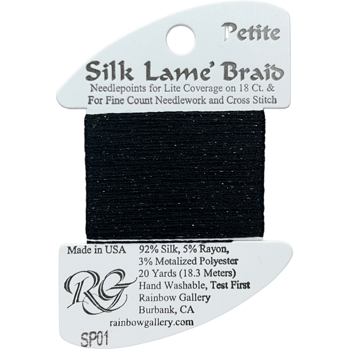 Rainbow Gallery Silk Lame Braid Petite - 001 Black