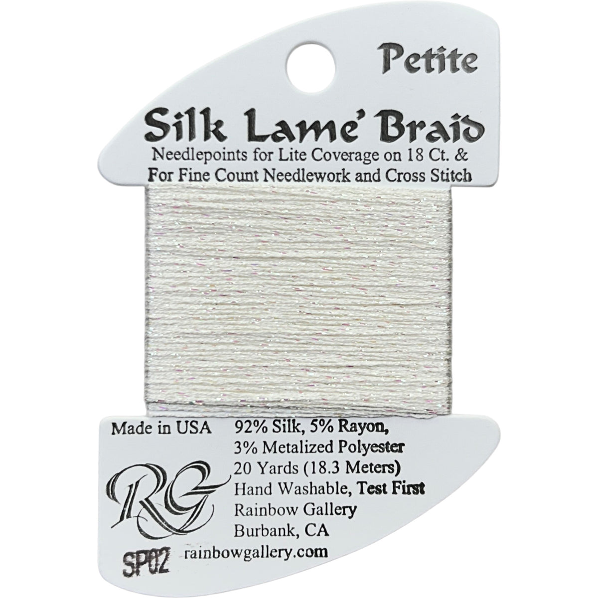 Rainbow Gallery Silk Lame Braid Petite - 002 White