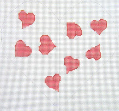 Silver Needle Pink Heart Pillow Needlepoint Canvas