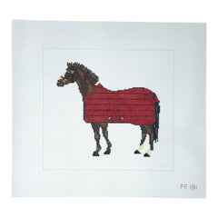 Pip & Roo Brown Horse with Red Blanket Needlepoint Canvas