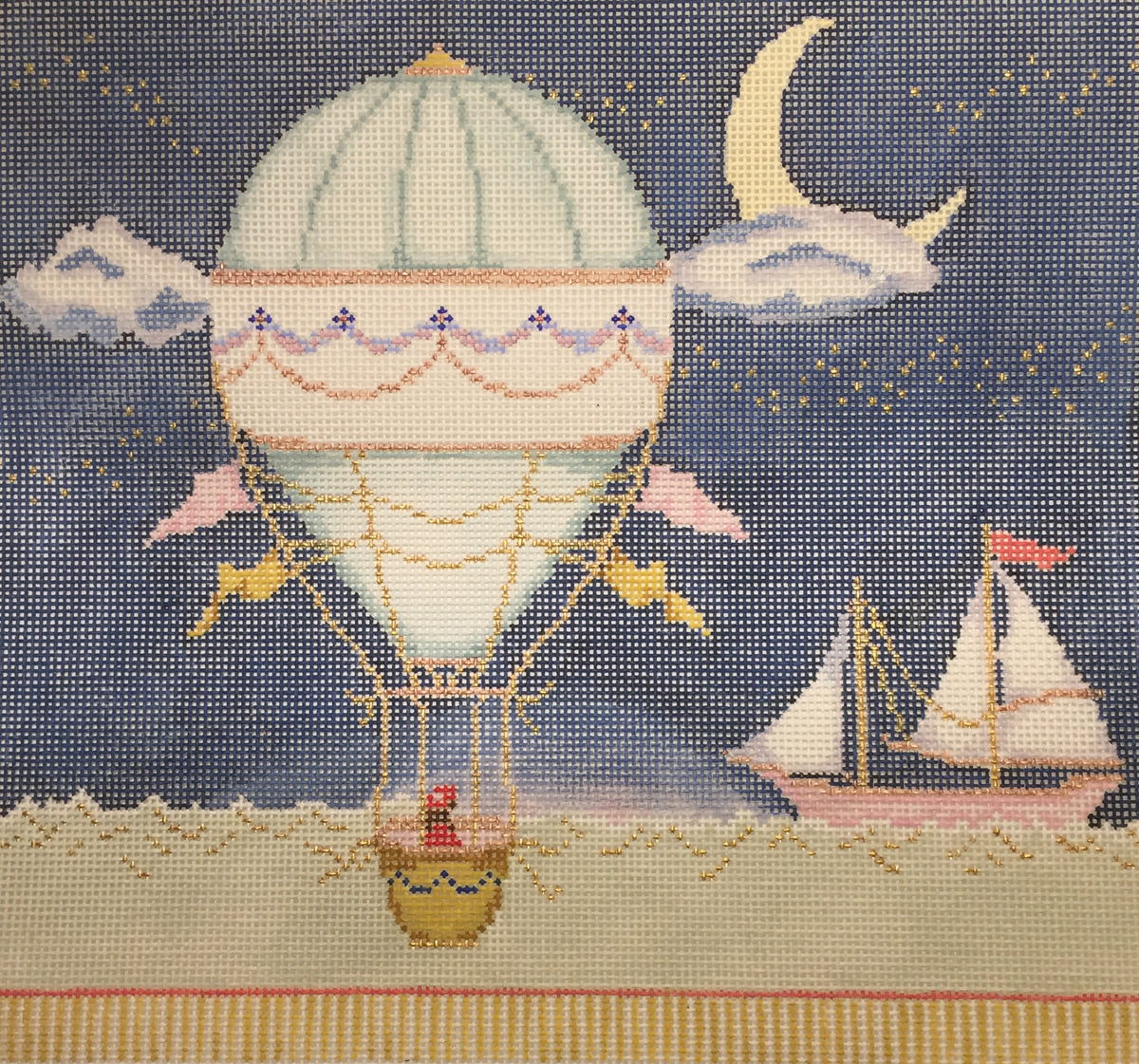 The Plum Stitchery Hot Air Balloon Needlepoint Canvas