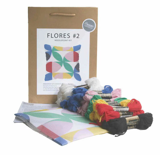 Pompom Design Flores Pillow Needlepoint Kit