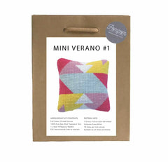 Pompom Design Mini Verano Pillow Needlepoint Kit - Pink and Yellow