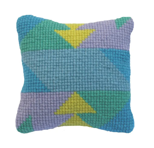 Pompom Design Mini Verano Pillow Needlepoint Kit - Blue and Purple