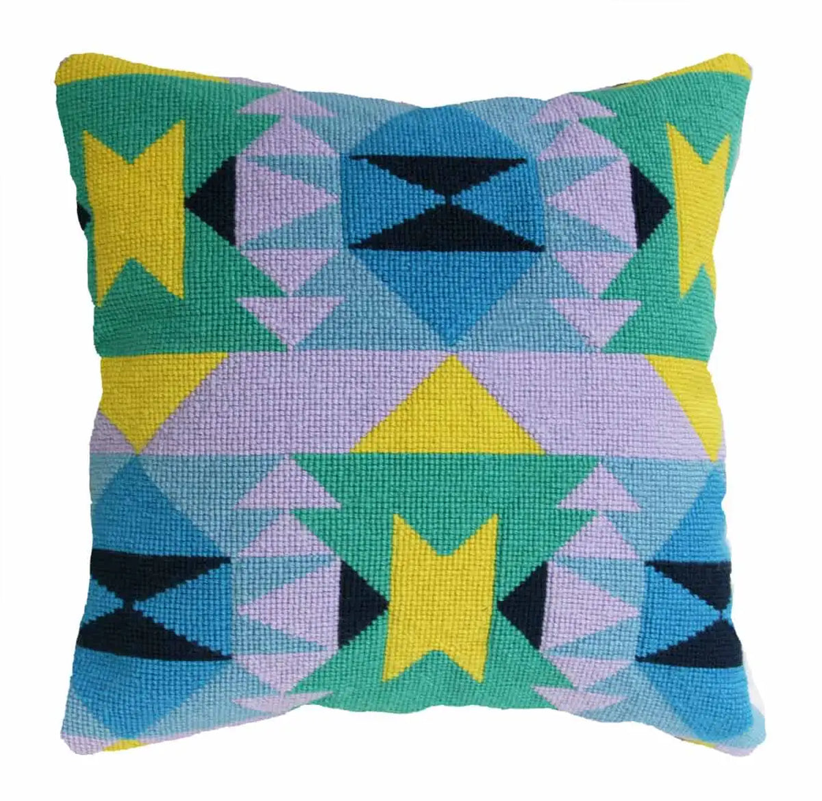 Pompom Design Verano Pillow Needlepoint Kit - Blue and Purple