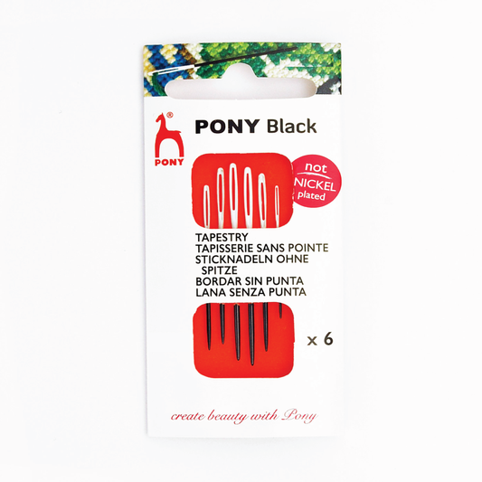 PONY Black Tapestry Embroidery Needles with White Eye - Size 24