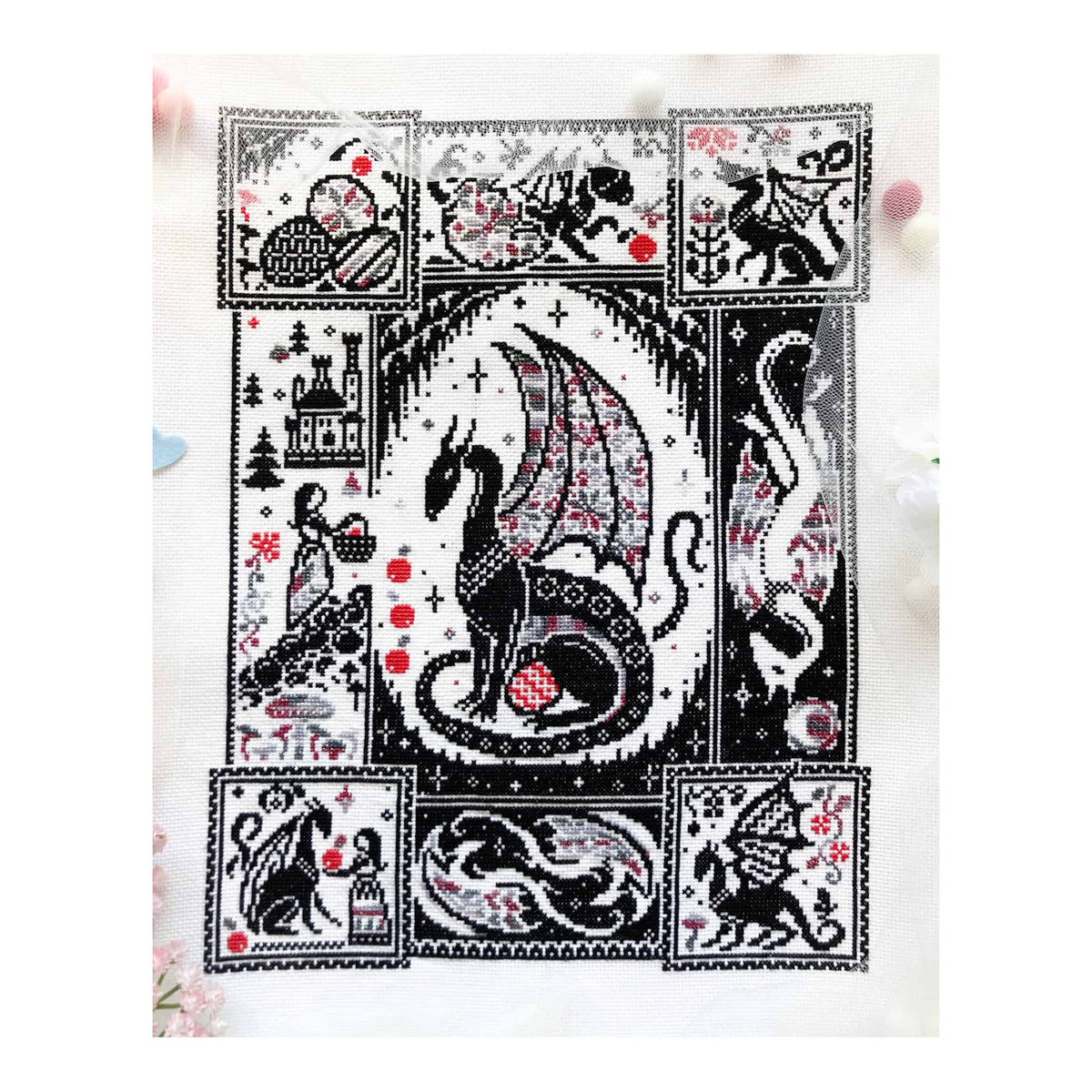 Quaternion Creations Of Dragons and Apples Cross Stitch Pattern