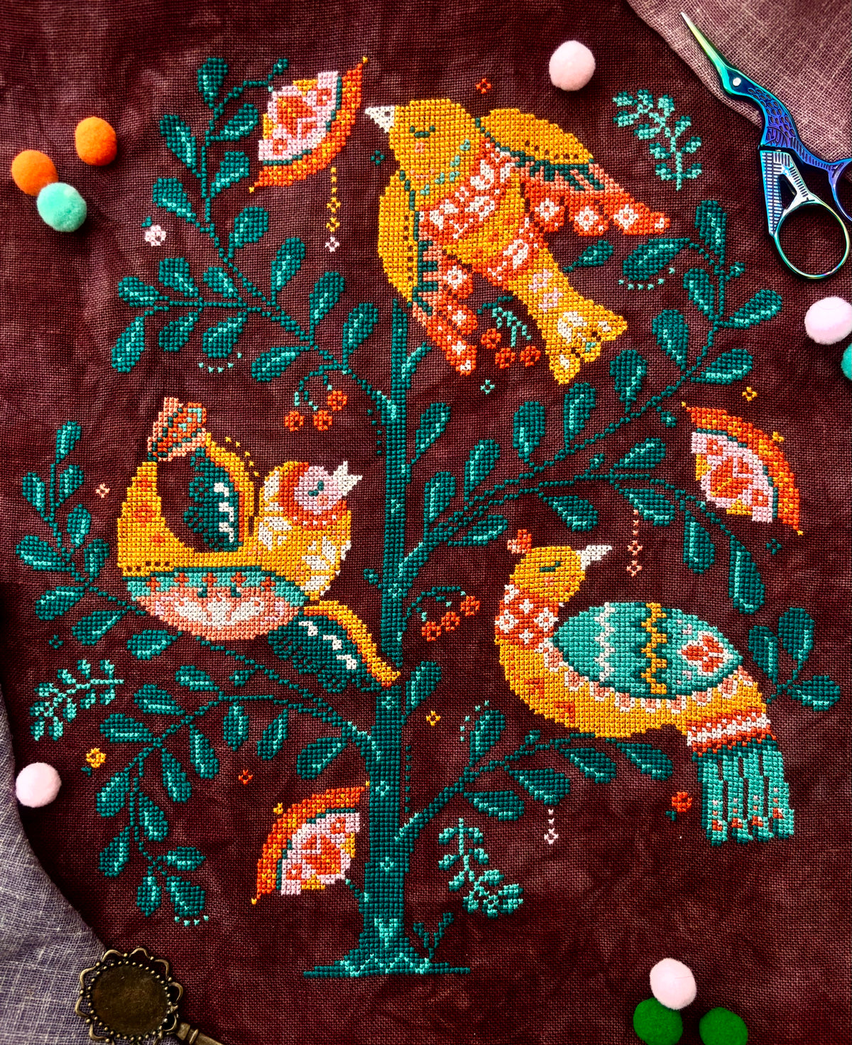 Quaternion Creations Songbirds and Berries Cross Stitch Pattern