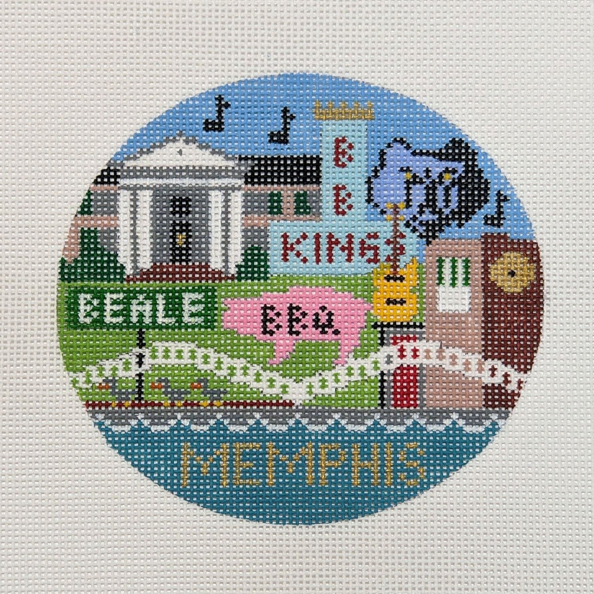 Doolittle Stitchery Memphis Round Needlepoint Canvas