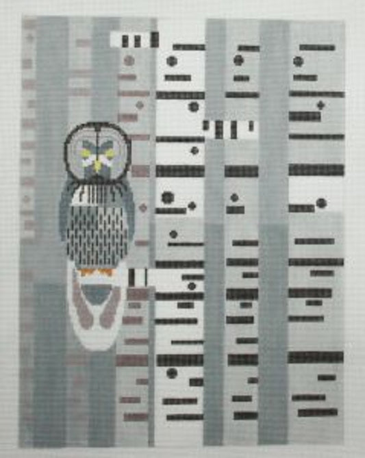 Rittenhouse Needlepoint Owl in Birch Trees Needlepoint Canvas - 18M