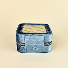 Rachel Barri 4" Square Velvet Self Finishing Jewelry Box - Denim