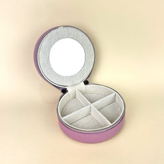 Rachel Barri 5" Round Leather Self Finishing Jewelry Box - Lilac