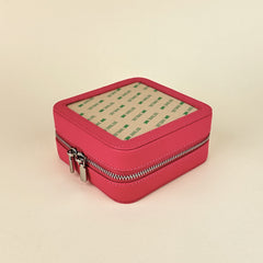 Rachel Barri 5" Square Leather Self Finishing Jewelry Box - Coral