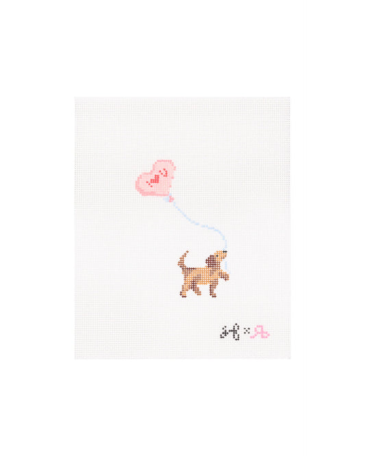 Rachel Barri Sabina Fenn I Love You Puppy Needlepoint Canvas