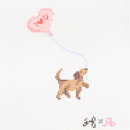 Rachel Barri Sabina Fenn I Love You Puppy Needlepoint Canvas