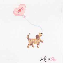 Rachel Barri Sabina Fenn I Love You Puppy Needlepoint Canvas