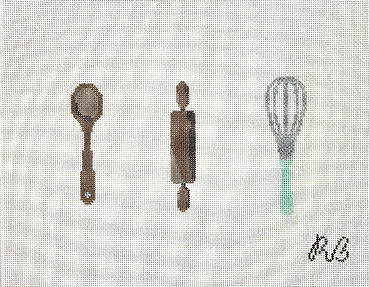 Rachel Barri Mini Kitchen Utensils Needlepoint Canvas - Set of 3