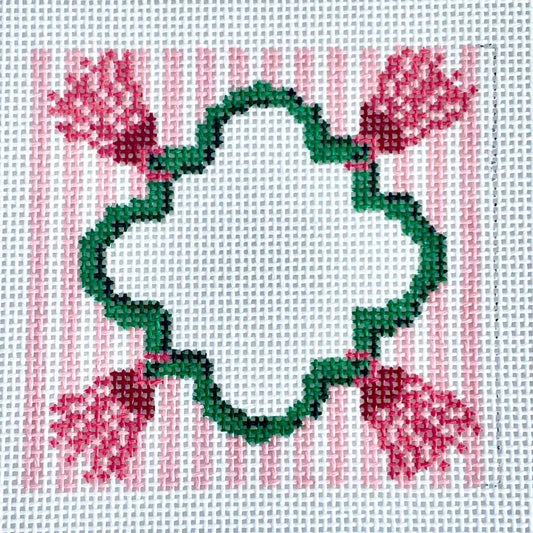 Rachel Barri Tassel Square Pink Needlepoint Canvas