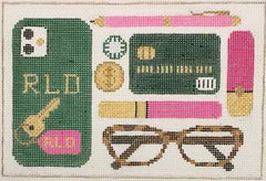 Rachel Donley Needlepoint Designs Clutch Contents Green Needlepoint Canvas