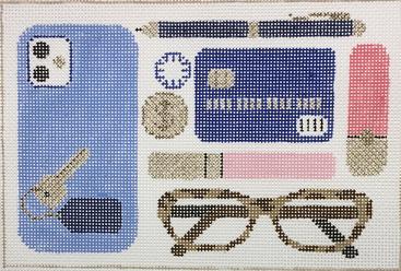 Rachel Donley Needlepoint Designs Clutch Contents Blue Needlepoint Canvas