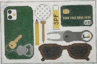 Rachel Donley Needlepoint Designs Golfer's Pocket Contents Needlepoint Canvas