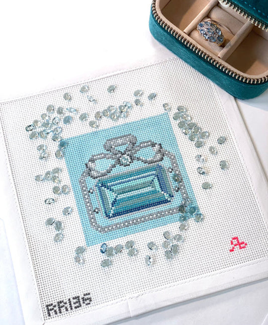 Rachel Barri Aquamarine Gemstone Needlepoint Canvas