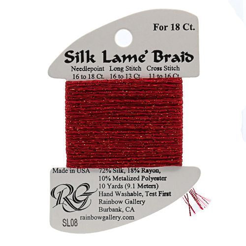 Rainbow Gallery Silk Lame Braid 18 - 008 Red