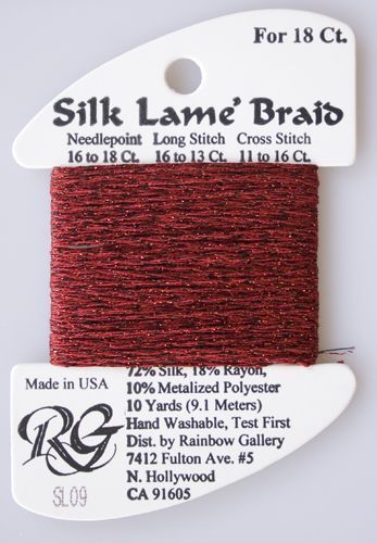 Rainbow Gallery Silk Lame Braid 18 - 009 Dark Red