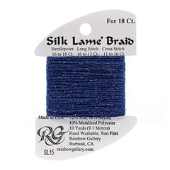 Rainbow Gallery Silk Lame Braid 18 - 015 Dark Blue