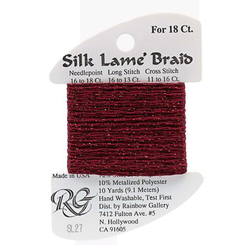 Rainbow Gallery Silk Lame Braid 18 - 027 Garnet